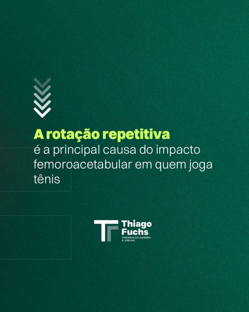 A rotação repetitiva é a principal causa do impacto femoroacetabular em quem joga tênis.